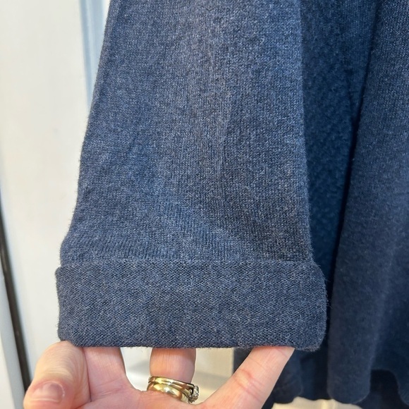 Loft Mixed Pattern Navy Sweater Casual Long Sleeve Boat Neck Beachy Cozy Size M - Picture 4 of 7